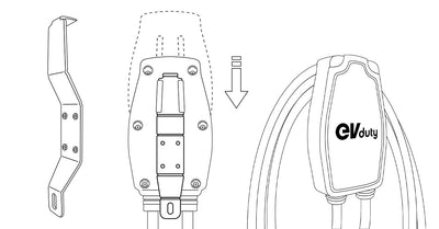 <b>The EVduty charging station wall mount, also a cable holder!</b>